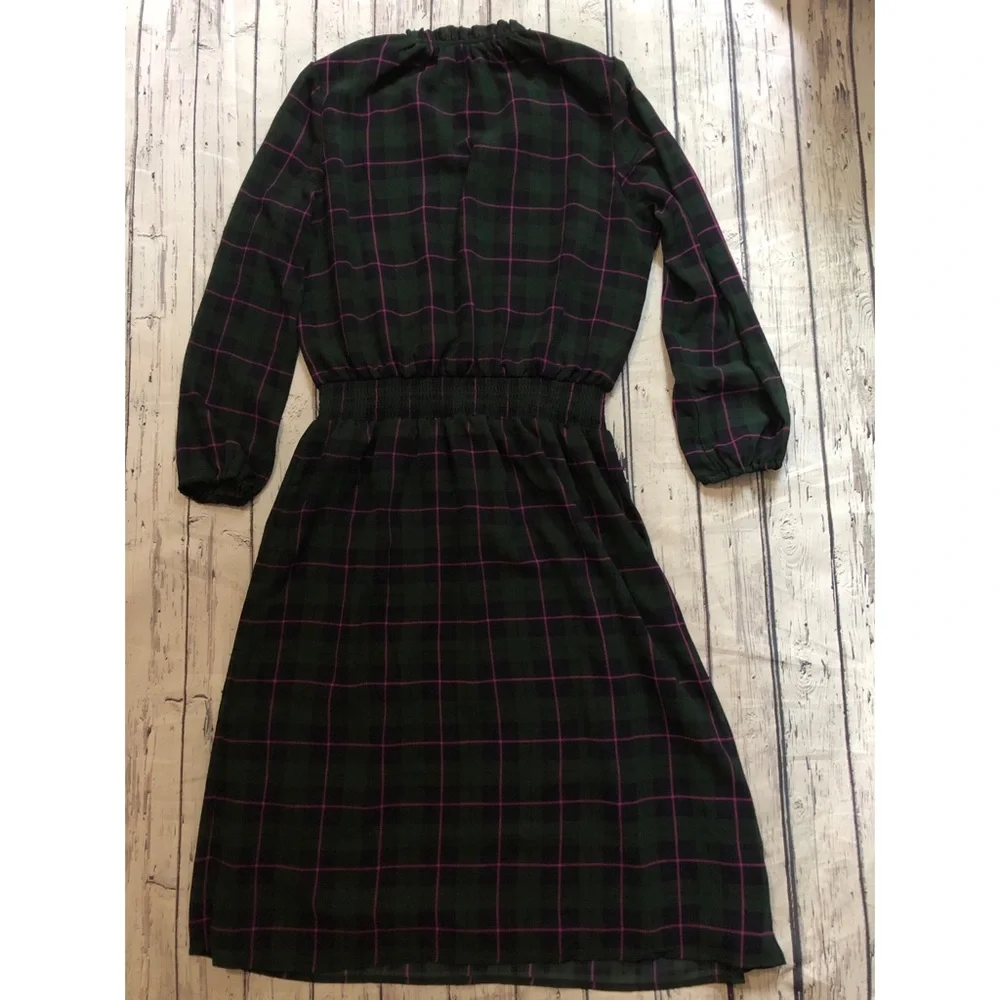 J. Crew blackwatch plaid midi dress